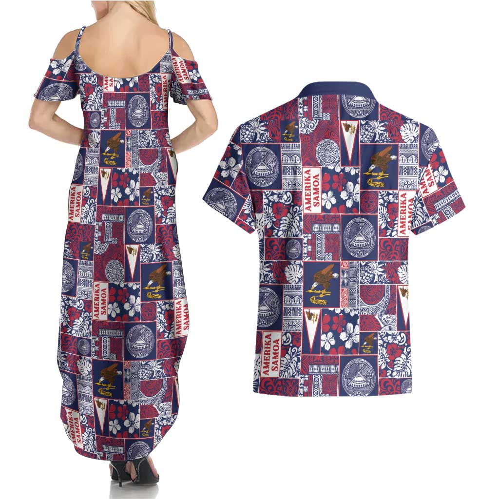 Manuia le Kerisimasi American Samoa Couples Matching Summer Maxi Dress and Hawaiian Shirt Pacific Patchwork Xmas Vibes - Polynesian Pride