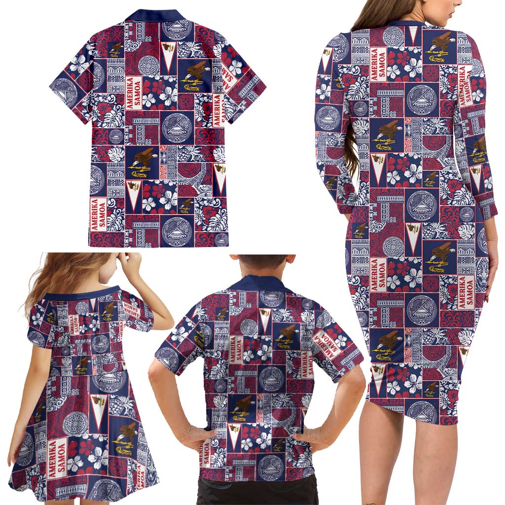 Manuia le Kerisimasi American Samoa Family Matching Long Sleeve Bodycon Dress and Hawaiian Shirt Pacific Patchwork Xmas Vibes LT9 - Polynesian Pride