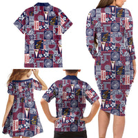 Manuia le Kerisimasi American Samoa Family Matching Long Sleeve Bodycon Dress and Hawaiian Shirt Pacific Patchwork Xmas Vibes LT9 - Polynesian Pride