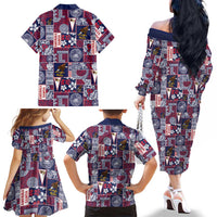 Manuia le Kerisimasi American Samoa Family Matching Off The Shoulder Long Sleeve Dress and Hawaiian Shirt Pacific Patchwork Xmas Vibes LT9 - Polynesian Pride