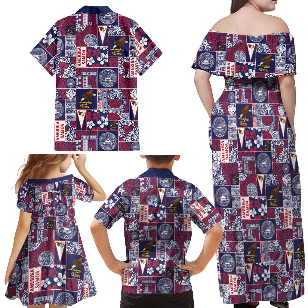 Manuia le Kerisimasi American Samoa Family Matching Off Shoulder Maxi Dress and Hawaiian Shirt Pacific Patchwork Xmas Vibes LT9 - Polynesian Pride