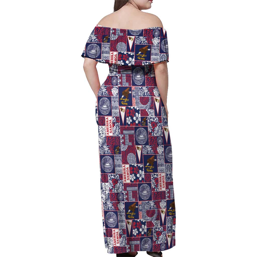Manuia le Kerisimasi American Samoa Family Matching Off Shoulder Maxi Dress and Hawaiian Shirt Pacific Patchwork Xmas Vibes LT9 - Polynesian Pride