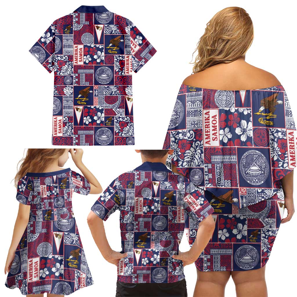 Manuia le Kerisimasi American Samoa Family Matching Off Shoulder Short Dress and Hawaiian Shirt Pacific Patchwork Xmas Vibes LT9 - Polynesian Pride