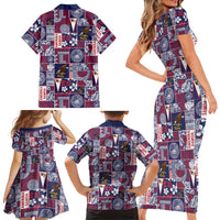 Manuia le Kerisimasi American Samoa Family Matching Short Sleeve Bodycon Dress and Hawaiian Shirt Pacific Patchwork Xmas Vibes LT9 - Polynesian Pride