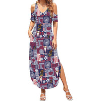 Manuia le Kerisimasi American Samoa Family Matching Summer Maxi Dress and Hawaiian Shirt Pacific Patchwork Xmas Vibes LT9 Mom's Dress Blue - Polynesian Pride