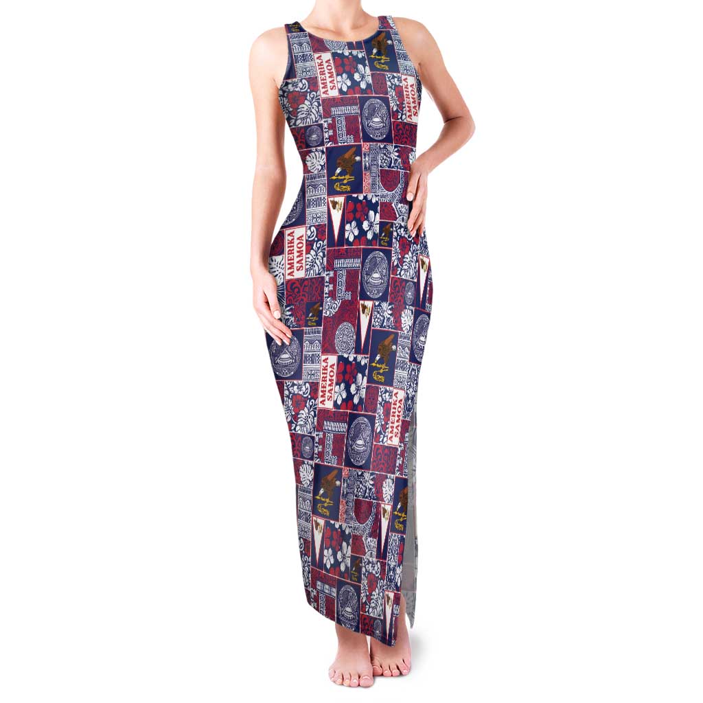 Manuia le Kerisimasi American Samoa Family Matching Tank Maxi Dress and Hawaiian Shirt Pacific Patchwork Xmas Vibes LT9 Mom's Dress Blue - Polynesian Pride