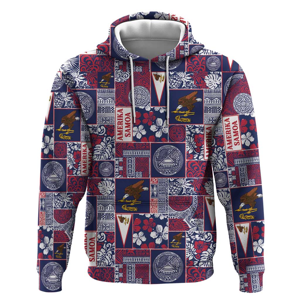 Manuia le Kerisimasi American Samoa Hoodie Pacific Patchwork Xmas Vibes LT9 Pullover Hoodie Blue - Polynesian Pride
