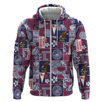 Manuia le Kerisimasi American Samoa Hoodie Pacific Patchwork Xmas Vibes LT9 Zip Hoodie Blue - Polynesian Pride