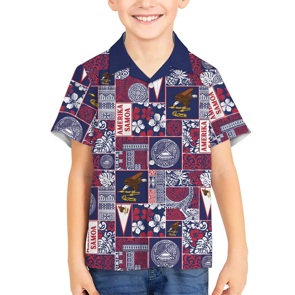 Manuia le Kerisimasi American Samoa Kid Hawaiian Shirt Pacific Patchwork Xmas Vibes - Polynesian Pride