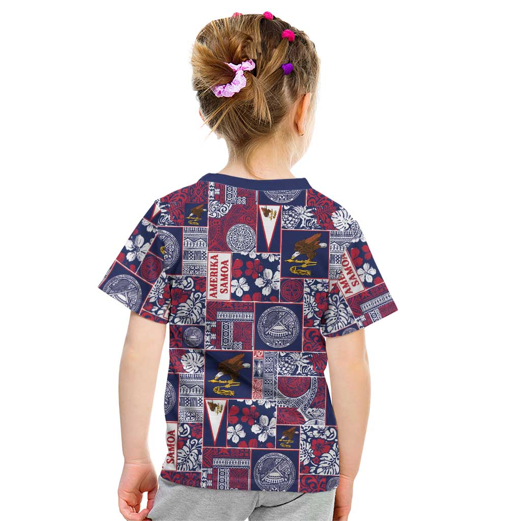 Manuia le Kerisimasi American Samoa Kid T Shirt Pacific Patchwork Xmas Vibes - Polynesian Pride