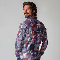 Manuia le Kerisimasi American Samoa Long Sleeve Polo Shirt Pacific Patchwork Xmas Vibes - Polynesian Pride