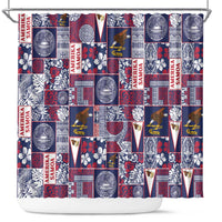 Manuia le Kerisimasi American Samoa Shower Curtain Pacific Patchwork Xmas Vibes LT9 Blue - Polynesian Pride