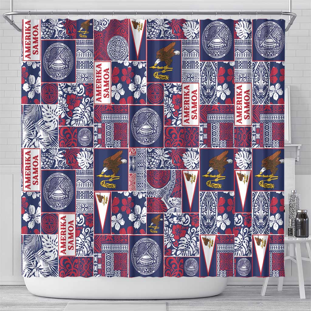 Manuia le Kerisimasi American Samoa Shower Curtain Pacific Patchwork Xmas Vibes LT9 - Polynesian Pride
