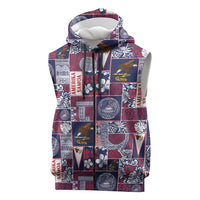 Manuia le Kerisimasi American Samoa Sleeveless Zip Hoodie Pacific Patchwork Xmas Vibes - Polynesian Pride
