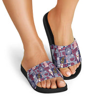 Manuia le Kerisimasi American Samoa Slide Sandals Pacific Patchwork Xmas Vibes - Polynesian Pride