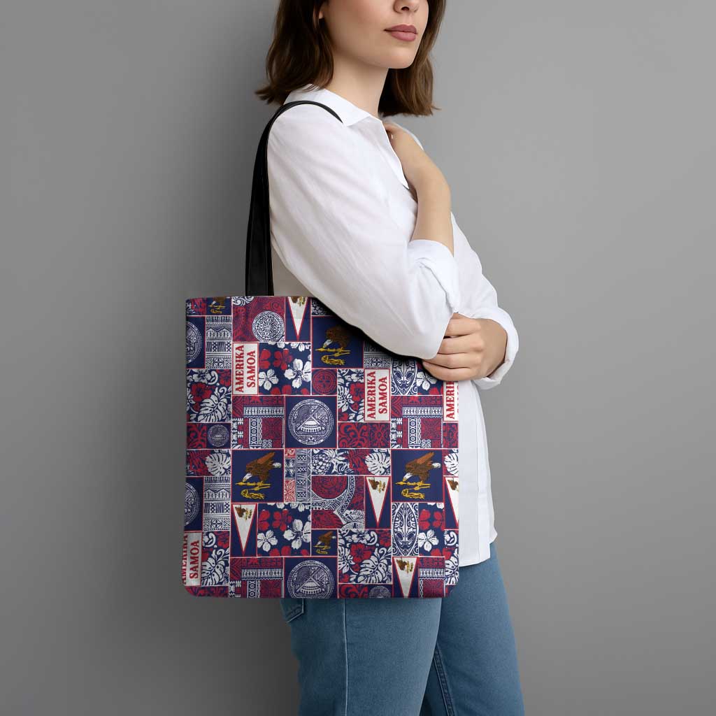 Manuia le Kerisimasi American Samoa Tote Bag Pacific Patchwork Xmas Vibes - Polynesian Pride