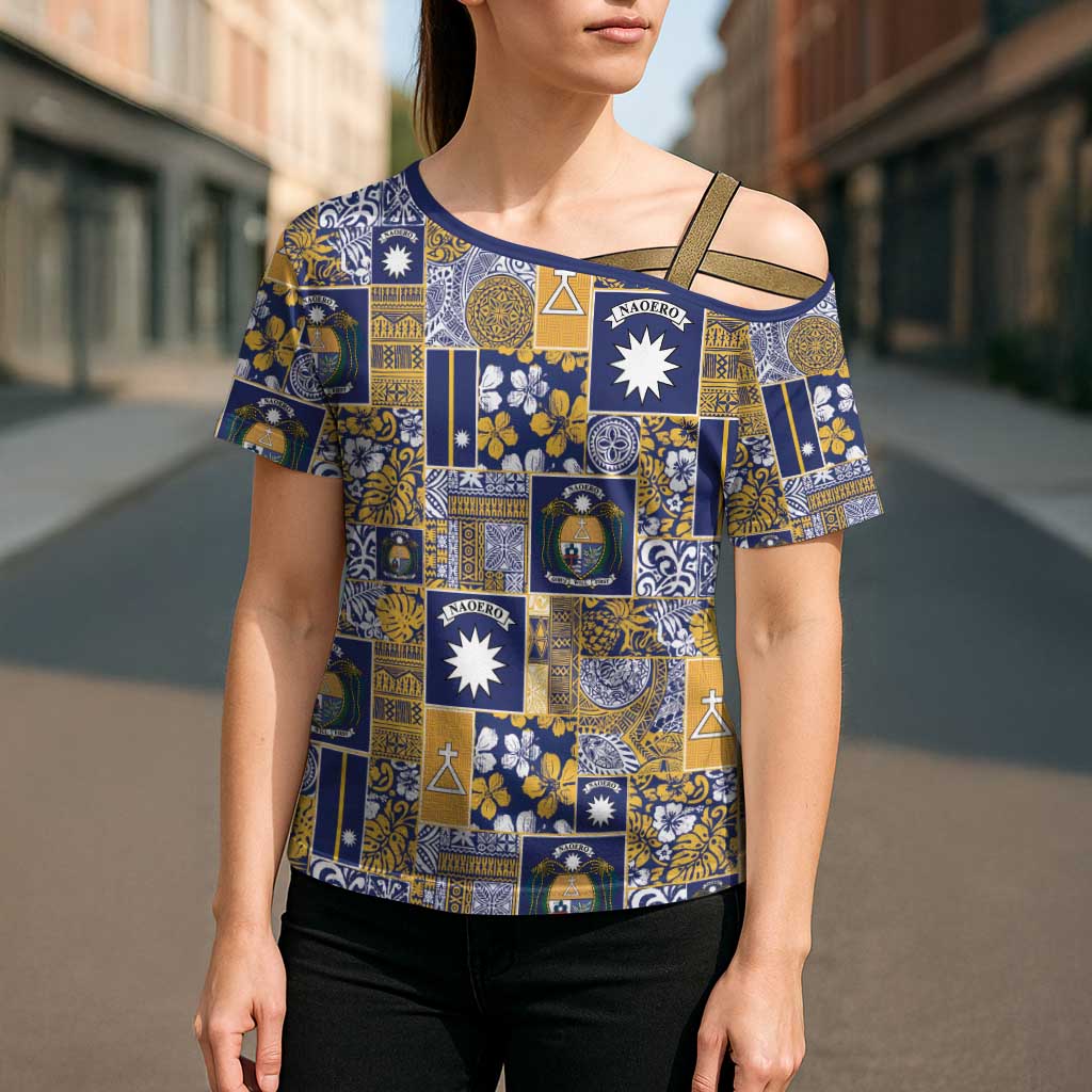Ekamawir omo Nauru Cross Shoulder Shirt Pacific Patchwork Xmas Vibes - Polynesian Pride
