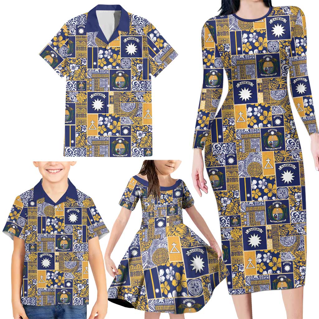Ekamawir omo Nauru Family Matching Long Sleeve Bodycon Dress and Hawaiian Shirt Pacific Patchwork Xmas Vibes LT9 - Polynesian Pride