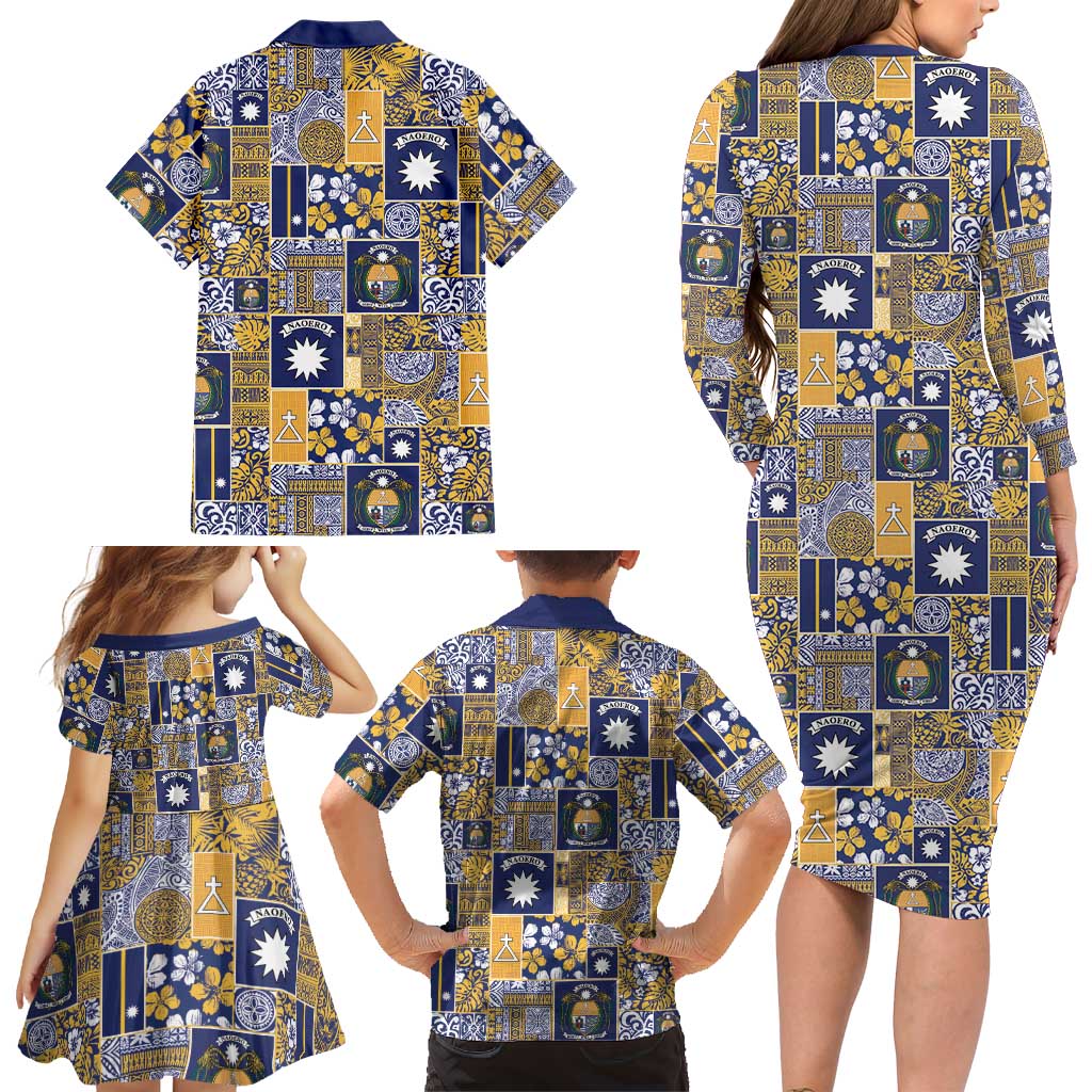 Ekamawir omo Nauru Family Matching Long Sleeve Bodycon Dress and Hawaiian Shirt Pacific Patchwork Xmas Vibes LT9 - Polynesian Pride