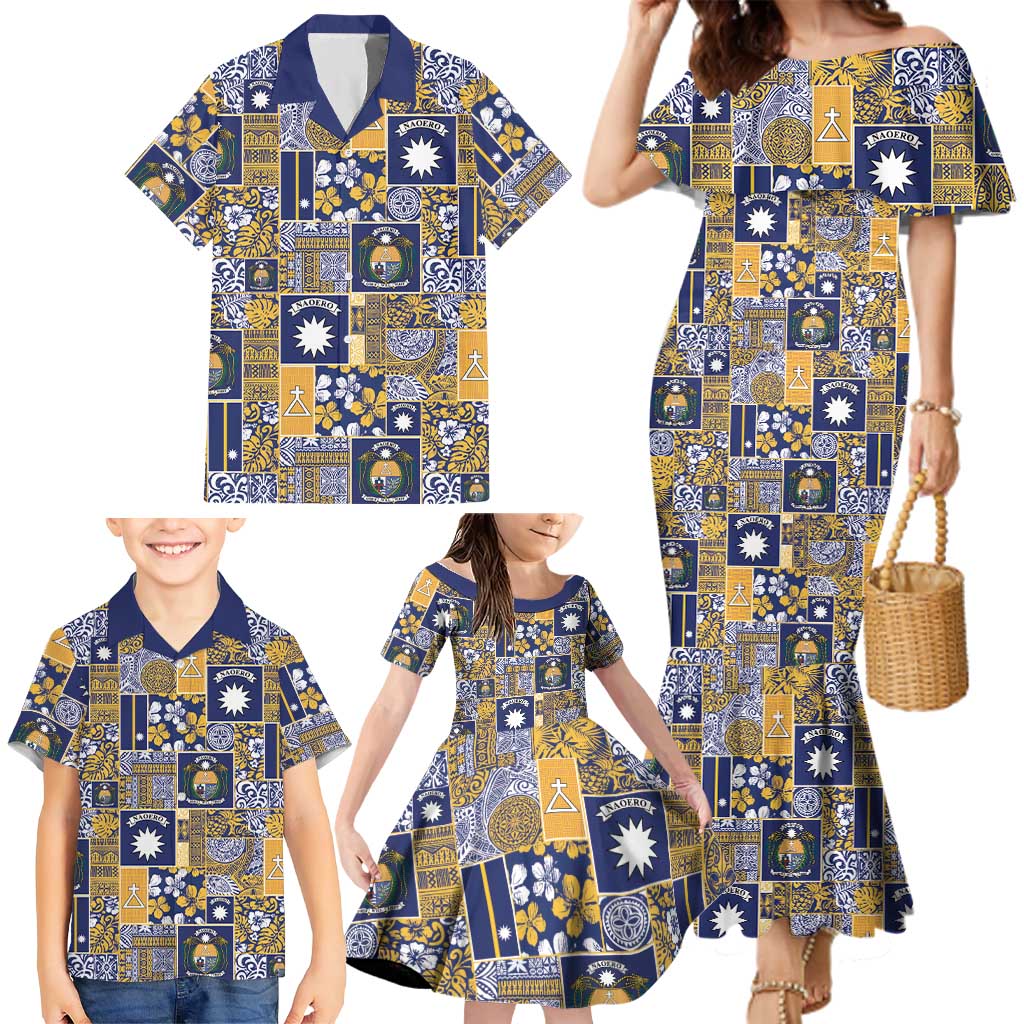 Ekamawir omo Nauru Family Matching Mermaid Dress and Hawaiian Shirt Pacific Patchwork Xmas Vibes LT9 - Polynesian Pride