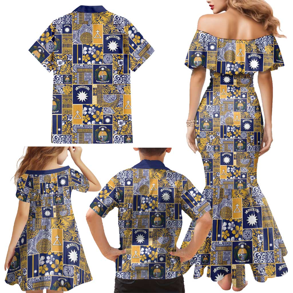 Ekamawir omo Nauru Family Matching Mermaid Dress and Hawaiian Shirt Pacific Patchwork Xmas Vibes LT9 - Polynesian Pride