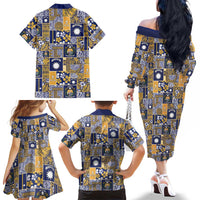 Ekamawir omo Nauru Family Matching Off The Shoulder Long Sleeve Dress and Hawaiian Shirt Pacific Patchwork Xmas Vibes LT9 - Polynesian Pride