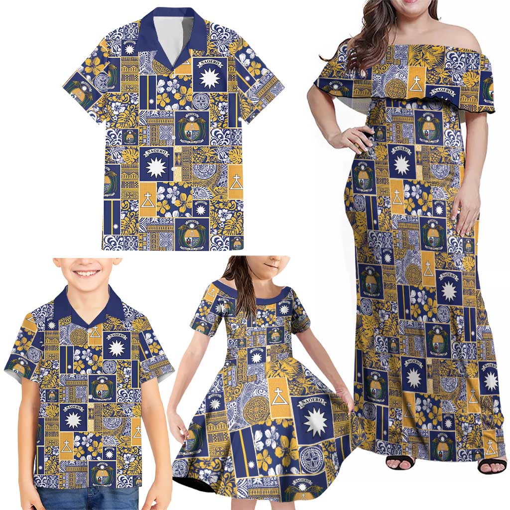 Ekamawir omo Nauru Family Matching Off Shoulder Maxi Dress and Hawaiian Shirt Pacific Patchwork Xmas Vibes LT9 - Polynesian Pride