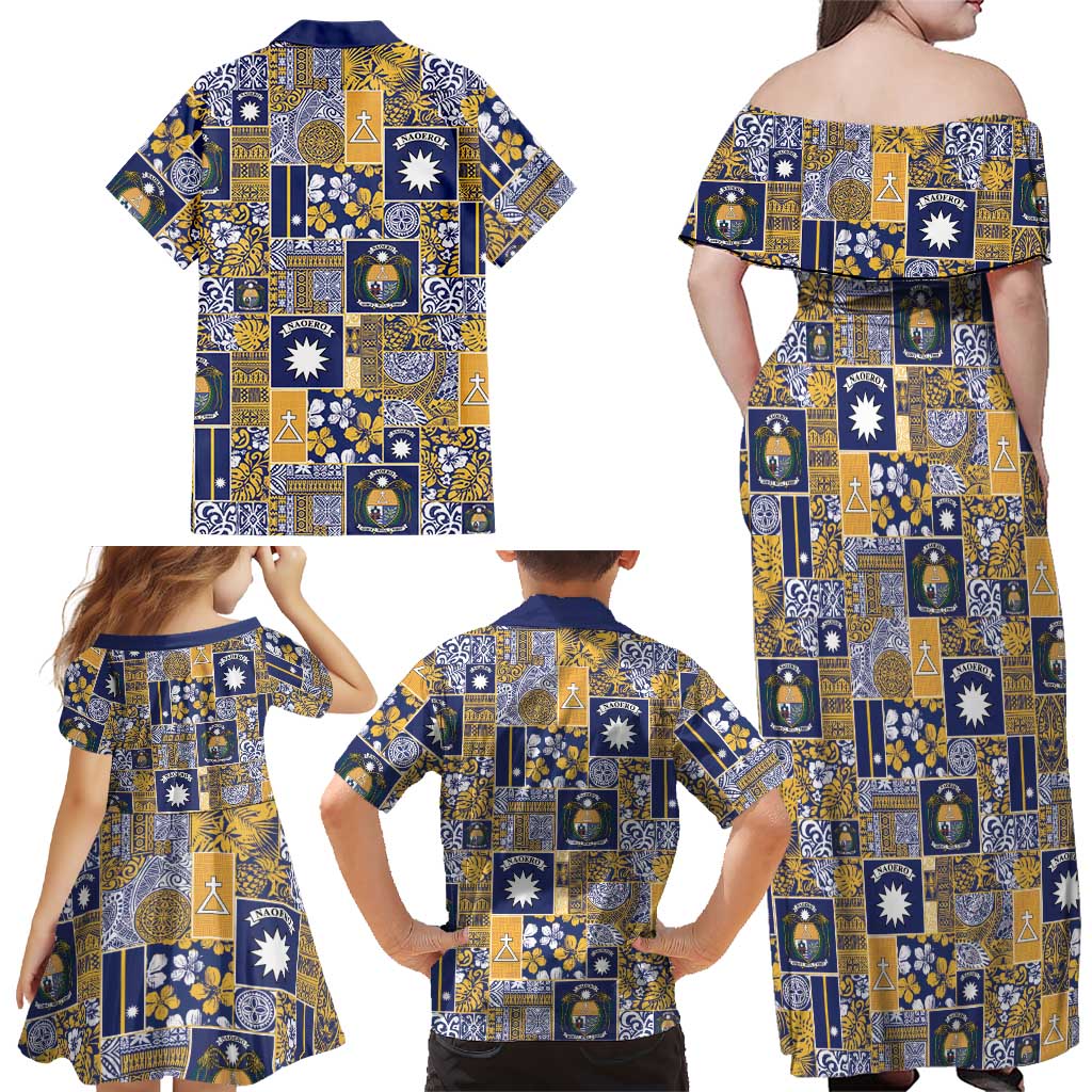 Ekamawir omo Nauru Family Matching Off Shoulder Maxi Dress and Hawaiian Shirt Pacific Patchwork Xmas Vibes LT9 - Polynesian Pride