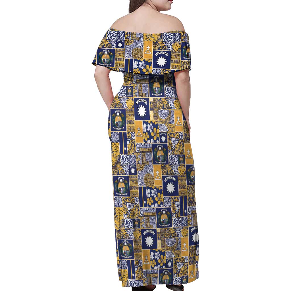 Ekamawir omo Nauru Family Matching Off Shoulder Maxi Dress and Hawaiian Shirt Pacific Patchwork Xmas Vibes LT9 - Polynesian Pride