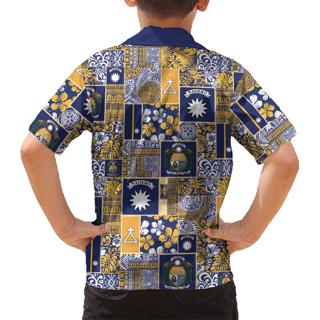 Ekamawir omo Nauru Family Matching Off Shoulder Short Dress and Hawaiian Shirt Pacific Patchwork Xmas Vibes LT9 - Polynesian Pride