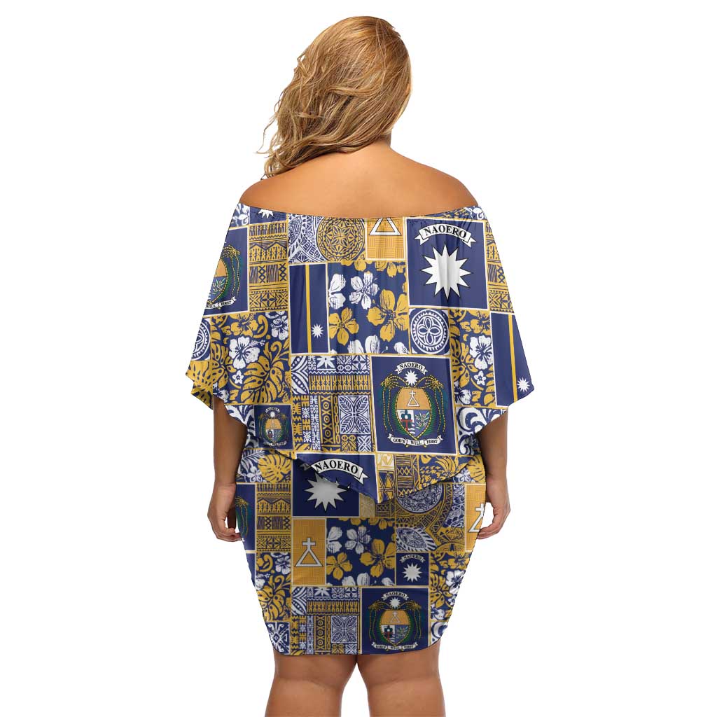 Ekamawir omo Nauru Family Matching Off Shoulder Short Dress and Hawaiian Shirt Pacific Patchwork Xmas Vibes LT9 - Polynesian Pride