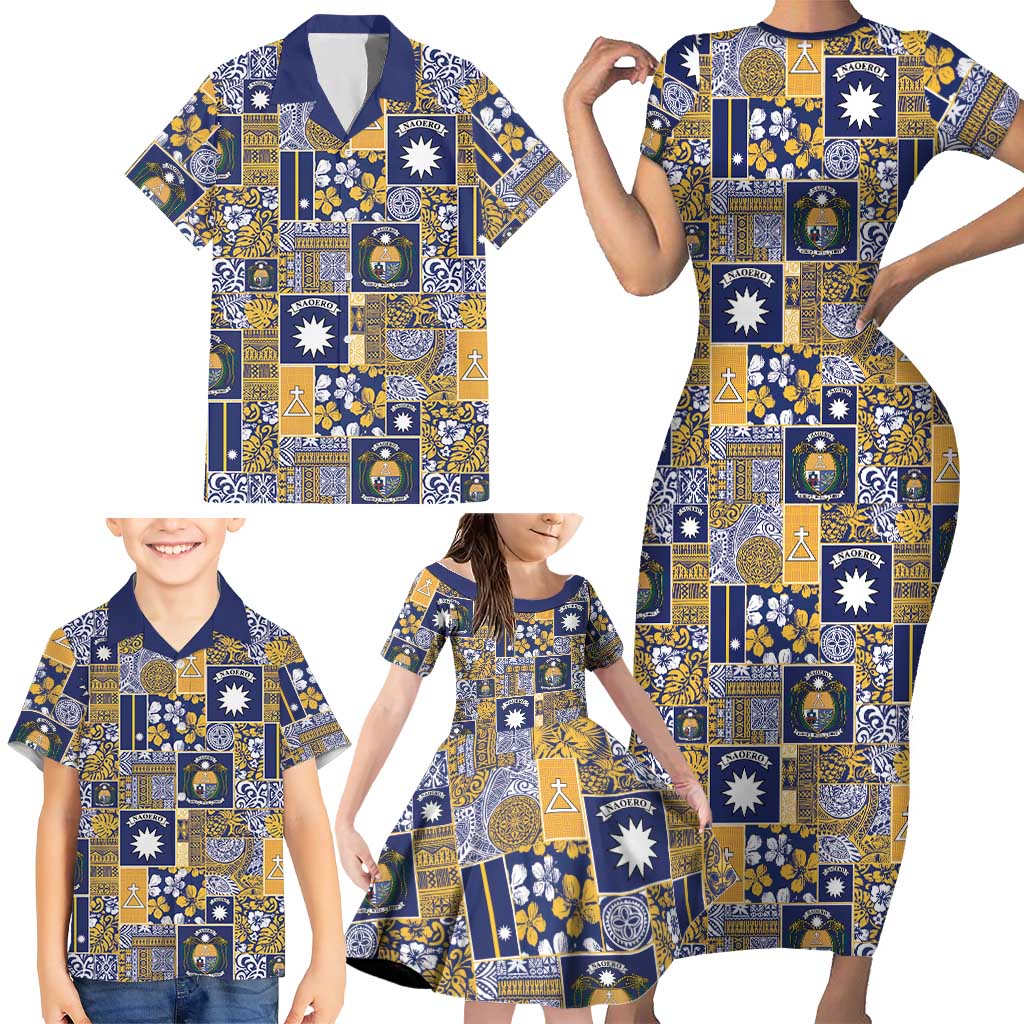 Ekamawir omo Nauru Family Matching Short Sleeve Bodycon Dress and Hawaiian Shirt Pacific Patchwork Xmas Vibes LT9 - Polynesian Pride