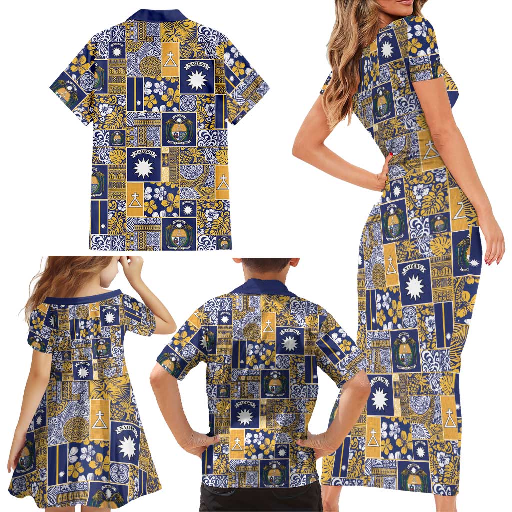 Ekamawir omo Nauru Family Matching Short Sleeve Bodycon Dress and Hawaiian Shirt Pacific Patchwork Xmas Vibes LT9 - Polynesian Pride