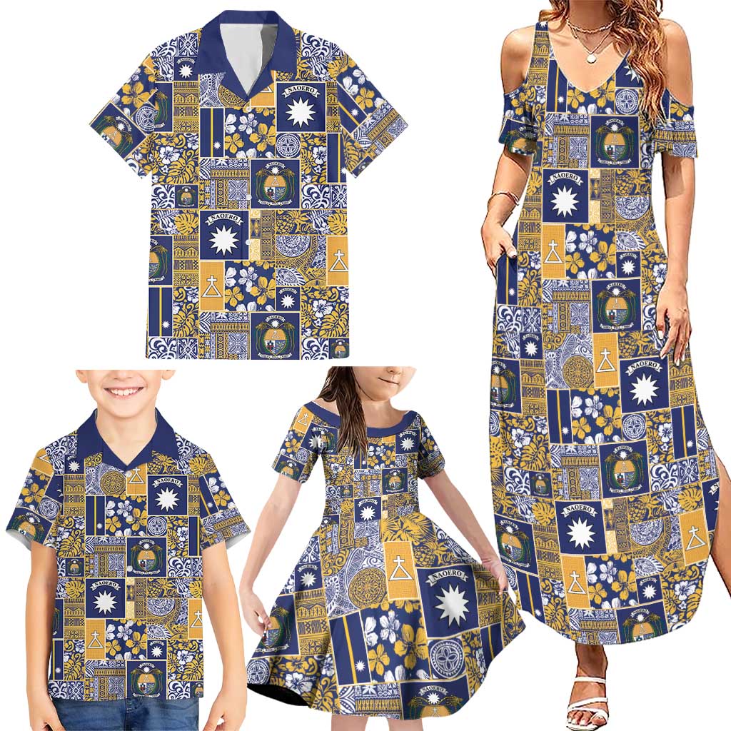 Ekamawir omo Nauru Family Matching Summer Maxi Dress and Hawaiian Shirt Pacific Patchwork Xmas Vibes - Polynesian Pride