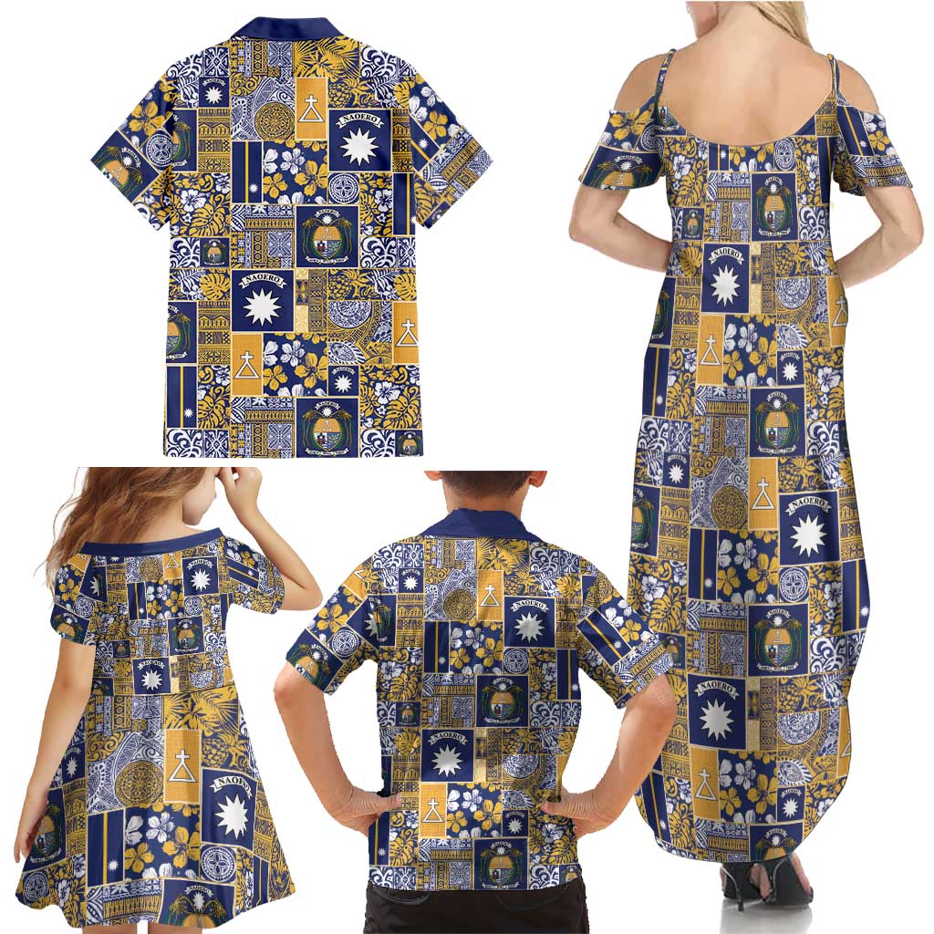 Ekamawir omo Nauru Family Matching Summer Maxi Dress and Hawaiian Shirt Pacific Patchwork Xmas Vibes LT9 - Polynesian Pride