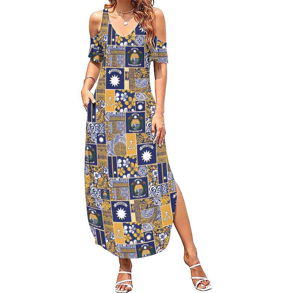 Ekamawir omo Nauru Family Matching Summer Maxi Dress and Hawaiian Shirt Pacific Patchwork Xmas Vibes LT9 Mom's Dress Blue - Polynesian Pride
