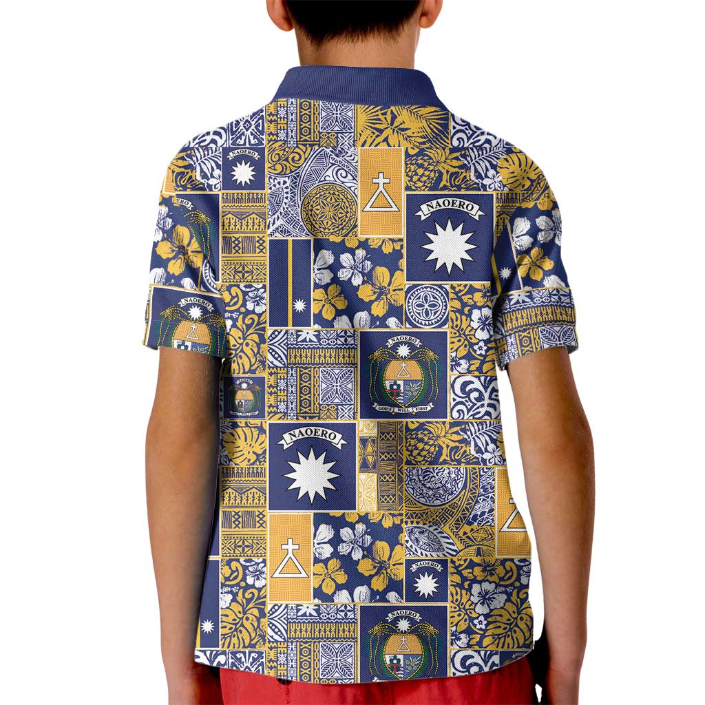Ekamawir omo Nauru Kid Polo Shirt Pacific Patchwork Xmas Vibes - Polynesian Pride