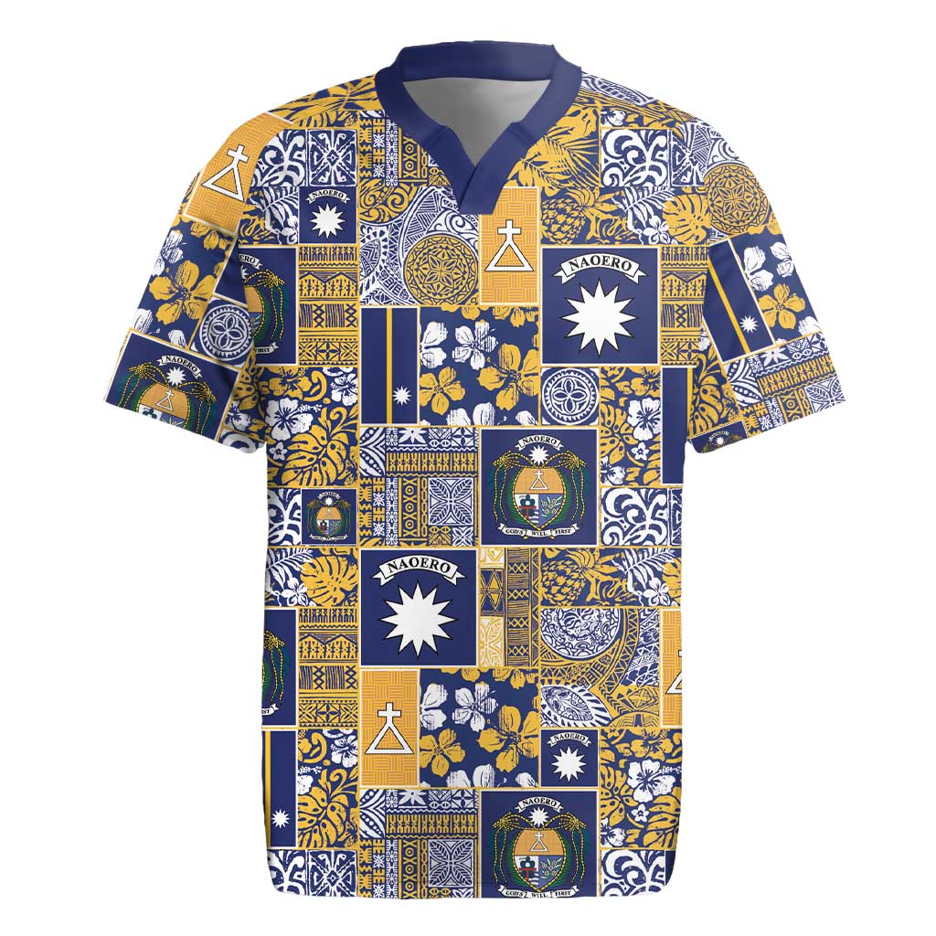 Ekamawir omo Nauru Rugby Jersey Pacific Patchwork Xmas Vibes - Polynesian Pride