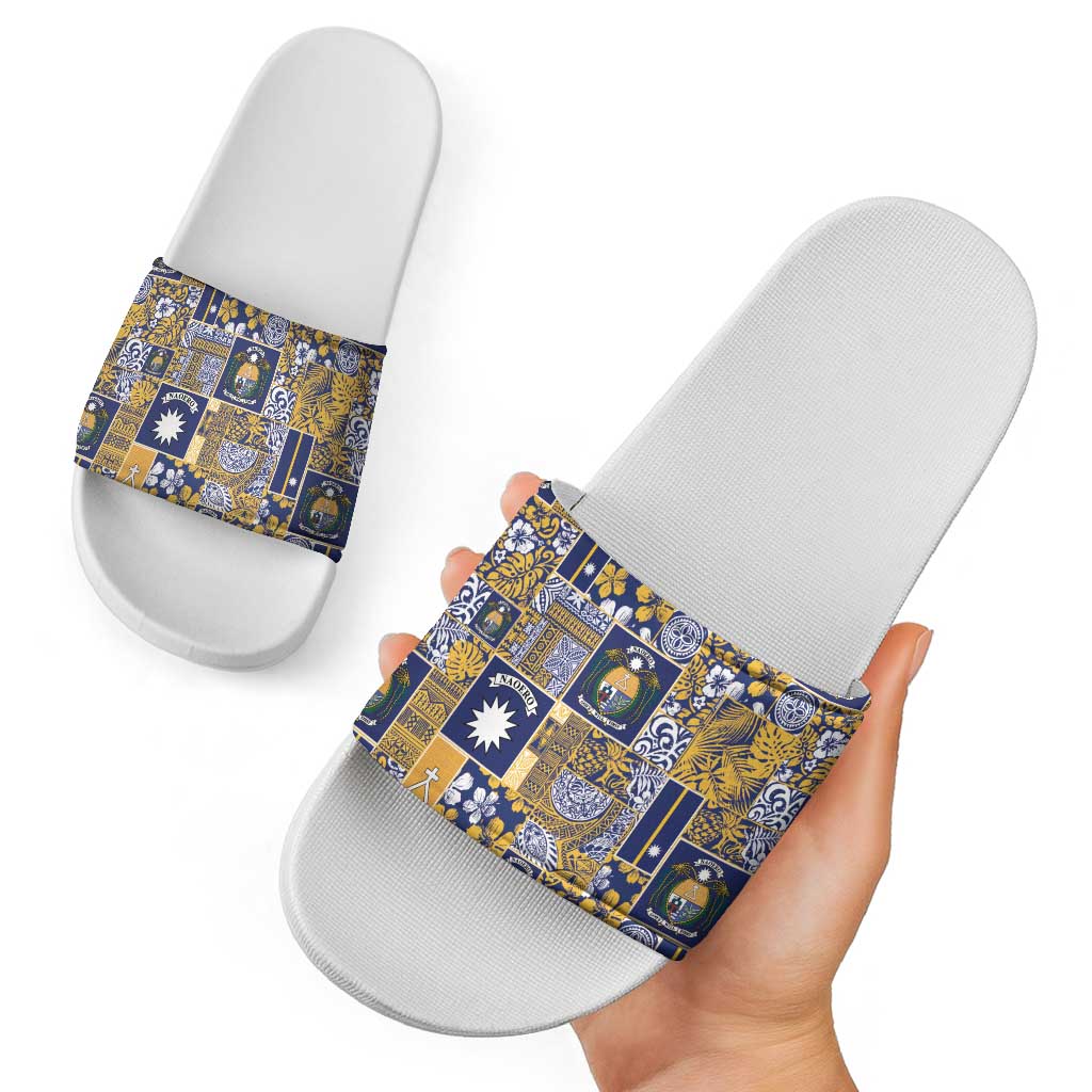 Ekamawir omo Nauru Slide Sandals Pacific Patchwork Xmas Vibes - Polynesian Pride