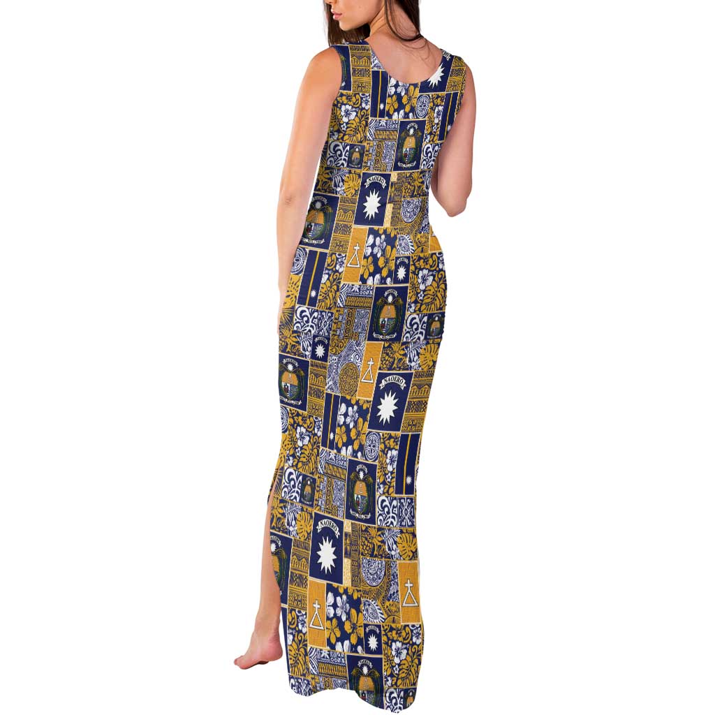 Ekamawir omo Nauru Tank Maxi Dress Pacific Patchwork Xmas Vibes - Polynesian Pride