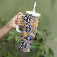 Ekamawir omo Nauru Tumbler With Handle Pacific Patchwork Xmas Vibes - Polynesian Pride
