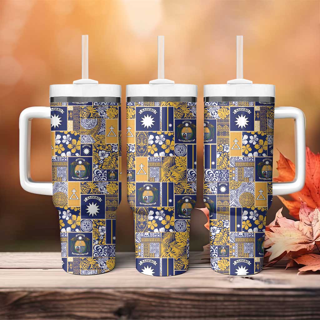 Ekamawir omo Nauru Tumbler With Handle Pacific Patchwork Xmas Vibes - Polynesian Pride