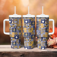 Ekamawir omo Nauru Tumbler With Handle Pacific Patchwork Xmas Vibes - Polynesian Pride