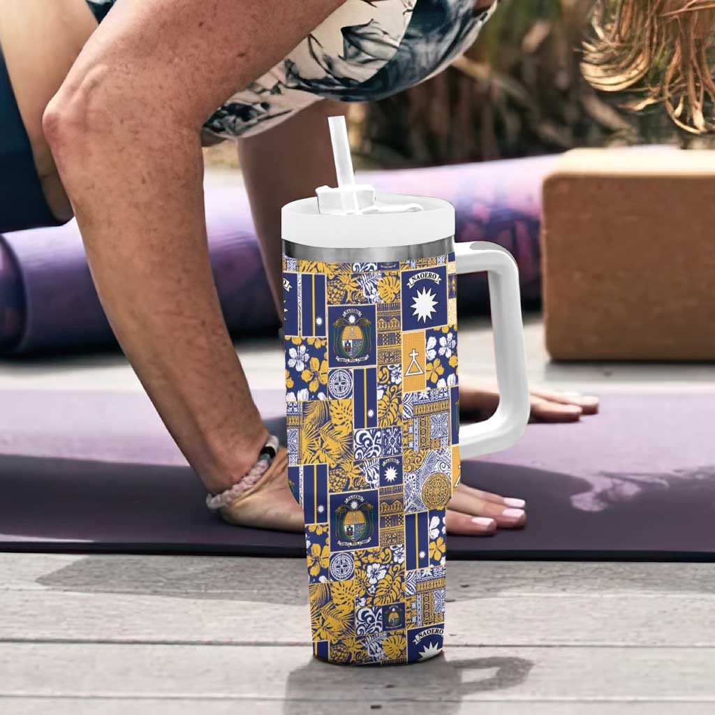 Ekamawir omo Nauru Tumbler With Handle Pacific Patchwork Xmas Vibes - Polynesian Pride
