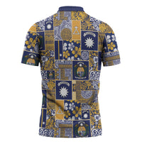 Ekamawir omo Nauru Zipper Polo Shirt Pacific Patchwork Xmas Vibes - Polynesian Pride
