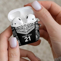 New Zealand Black Fern Custom AirPods Case Maori Tukutuku Black-white Motif LT9 - Polynesian Pride