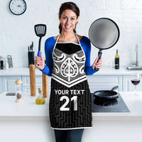 New Zealand Black Fern Custom Apron Maori Tukutuku Black-white Motif LT9 - Polynesian Pride