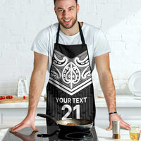 New Zealand Black Fern Custom Apron Maori Tukutuku Black-white Motif LT9 - Polynesian Pride