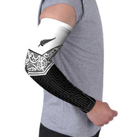 New Zealand Black Fern Custom Arm Sleeves Maori Tukutuku Black-white Motif LT9 - Polynesian Pride