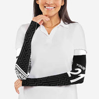 New Zealand Black Fern Custom Arm Sleeves Maori Tukutuku Black-white Motif LT9 - Polynesian Pride